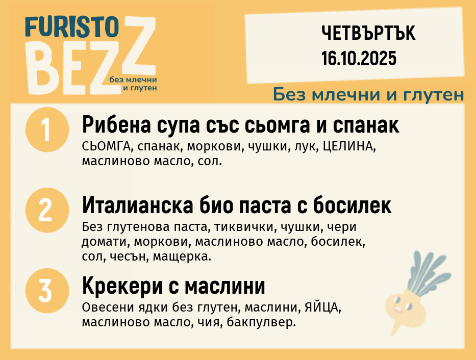 Меню без млечни и глутен  16.10 200гр. 