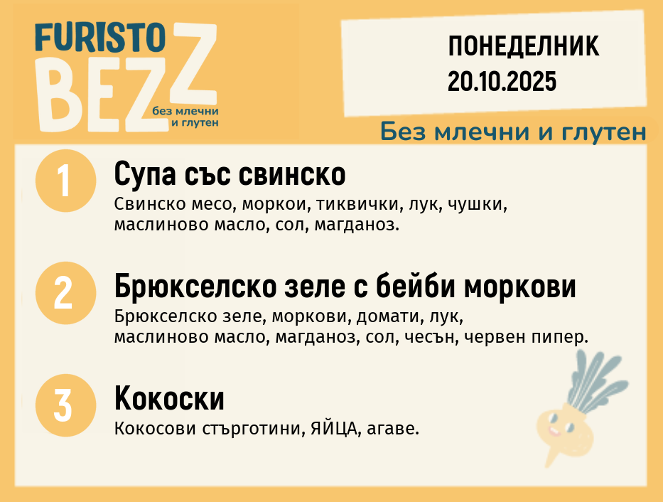 Меню без млечни и глутен  20.10 200гр.