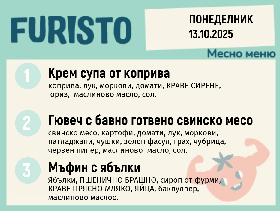 Меню 13.10 месно 200гр.