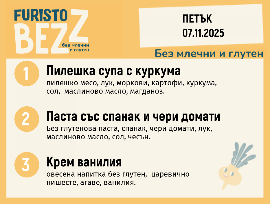 Меню без млечни и глутен 07.11 200гр. 