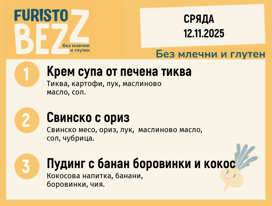 Меню без млечни и глутен  12.11 200гр. 