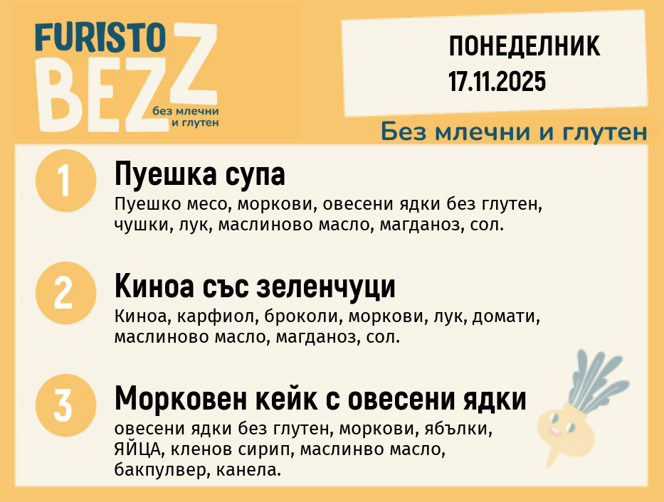 Меню без млечни и глутен 17.11 200гр.