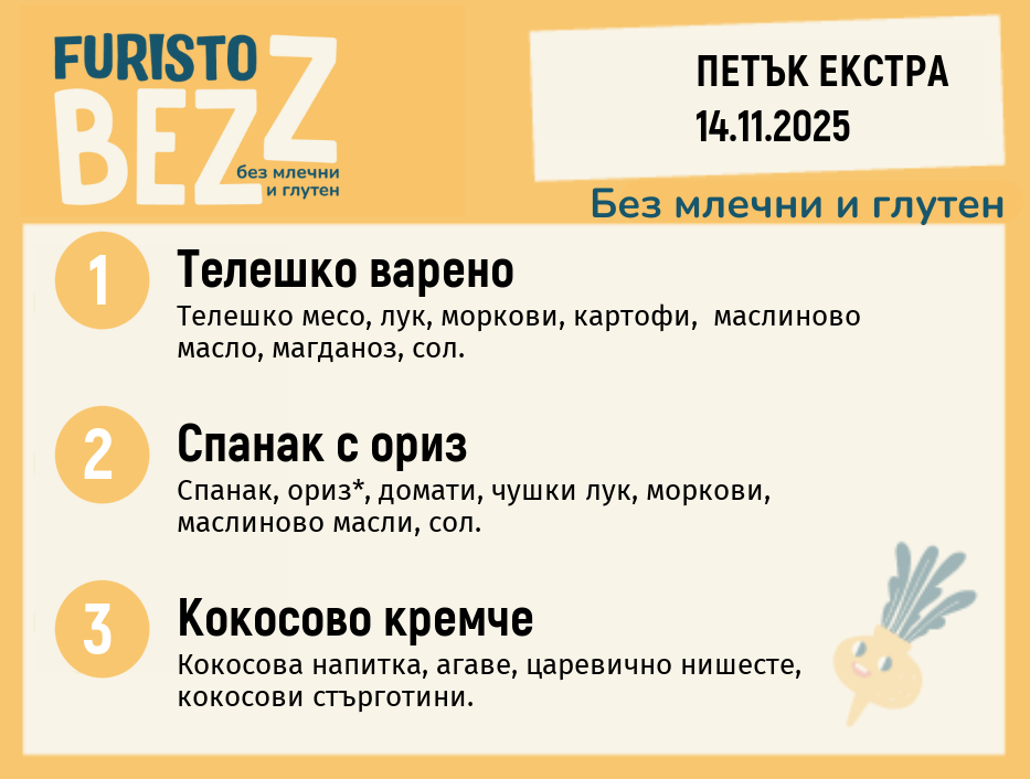 Меню без млечни и глутен Екстра 14.11  200гр. 