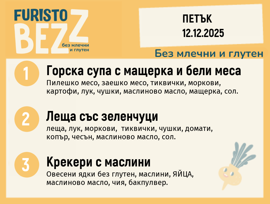 Меню без млечни и глутен 12.12 200гр.