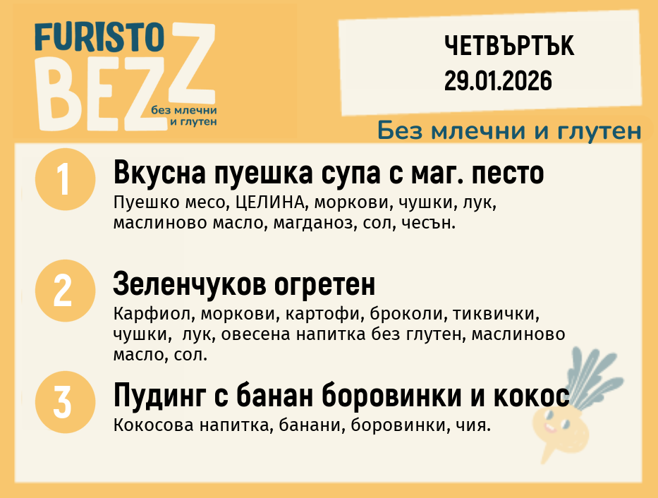 Меню без млечни и глутен 29.01 200гр.