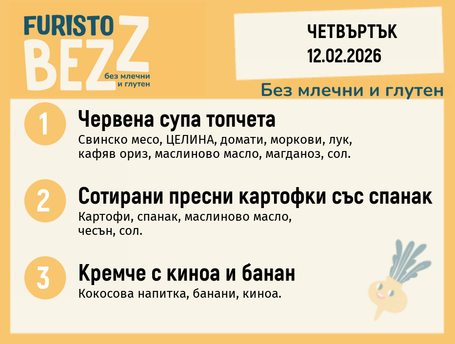 Меню без млечни и глутен 12.02  200гр. 