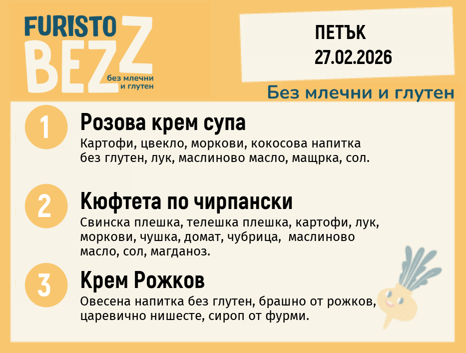 Меню без млечни и глутен 27.02 200гр.
