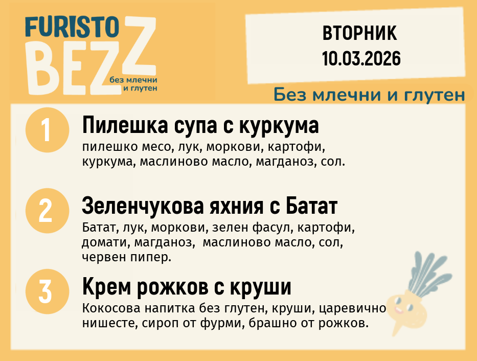 Меню без млечни и глутен 10.03 200гр.