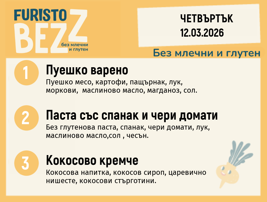 Меню без млечни и глутен 12.03  200гр. 