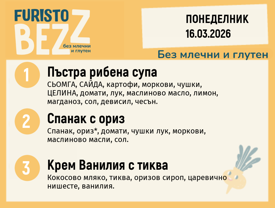Меню без млечни и глутен 16.03  200гр.